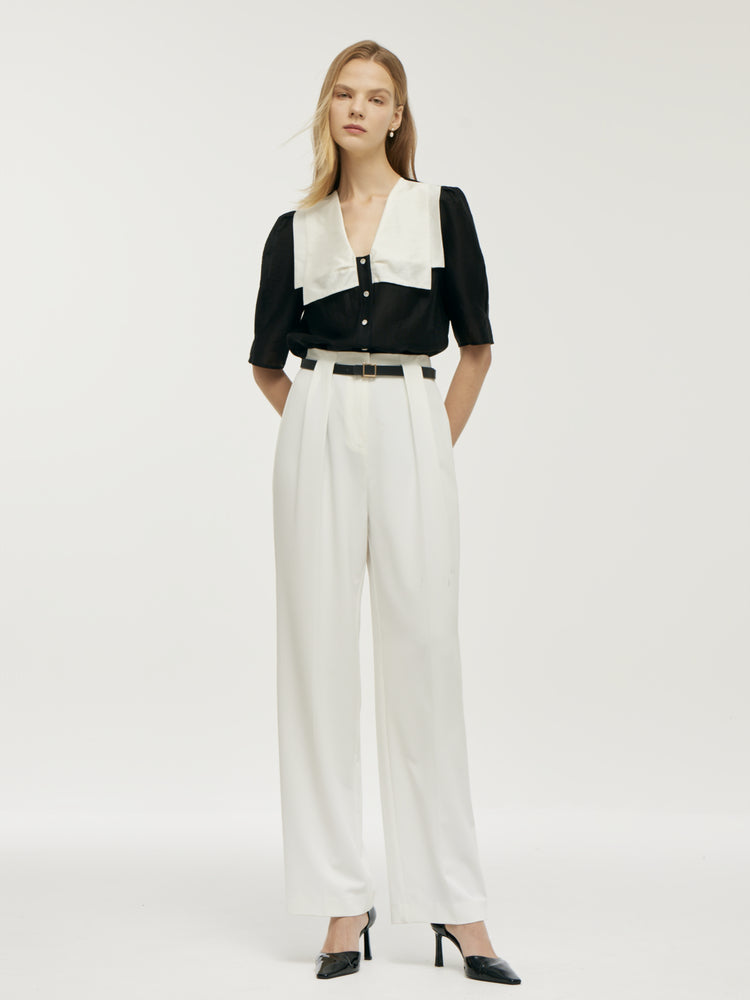 Tencel Patchwork Collar Shirt – Modern Fit, Soft Feel