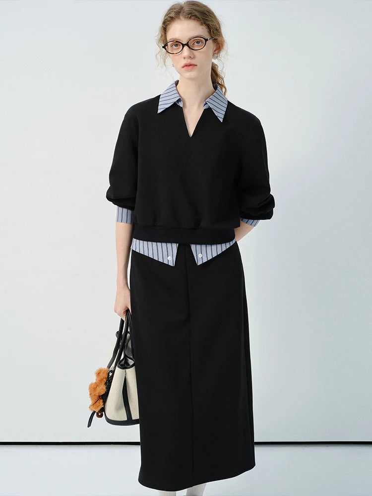 Black Premium Two-Piece Set – Top & Skirt