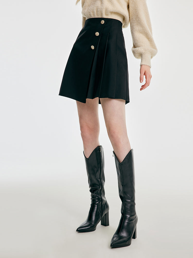 Black Asymmetrical A-Line Mini Skirt – Modern City Style