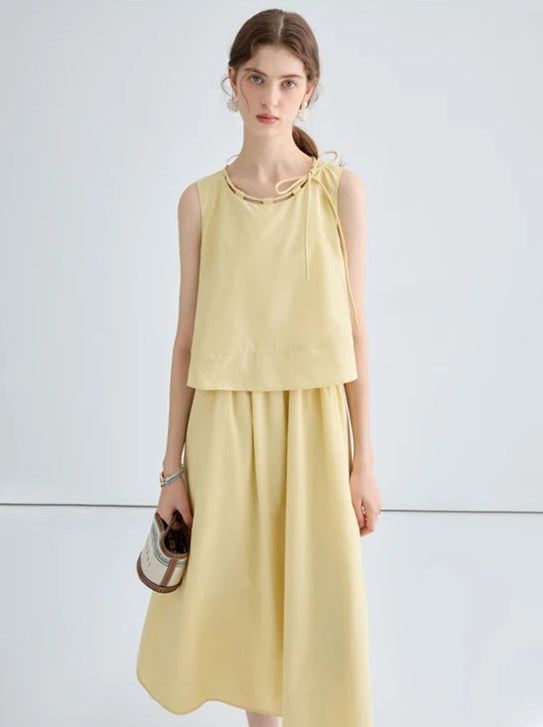 Summer Sleeveless Midi Dress – Relaxed Fit with Adjustable Straps