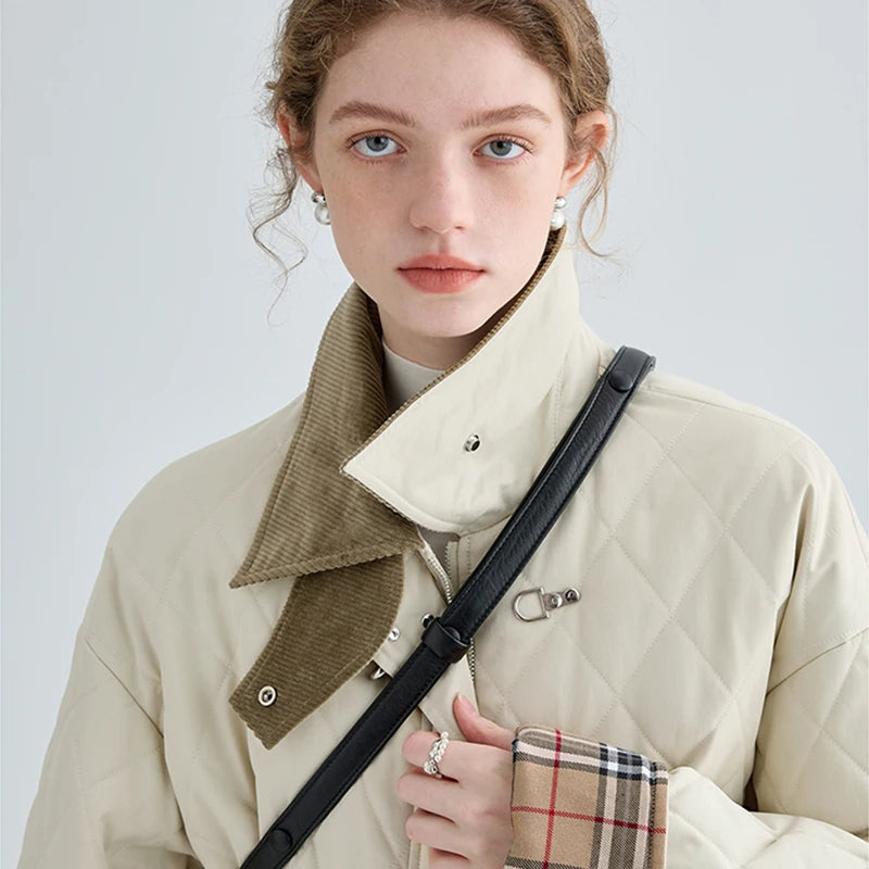 Square Neck Quilted Cotton Padded Jacket