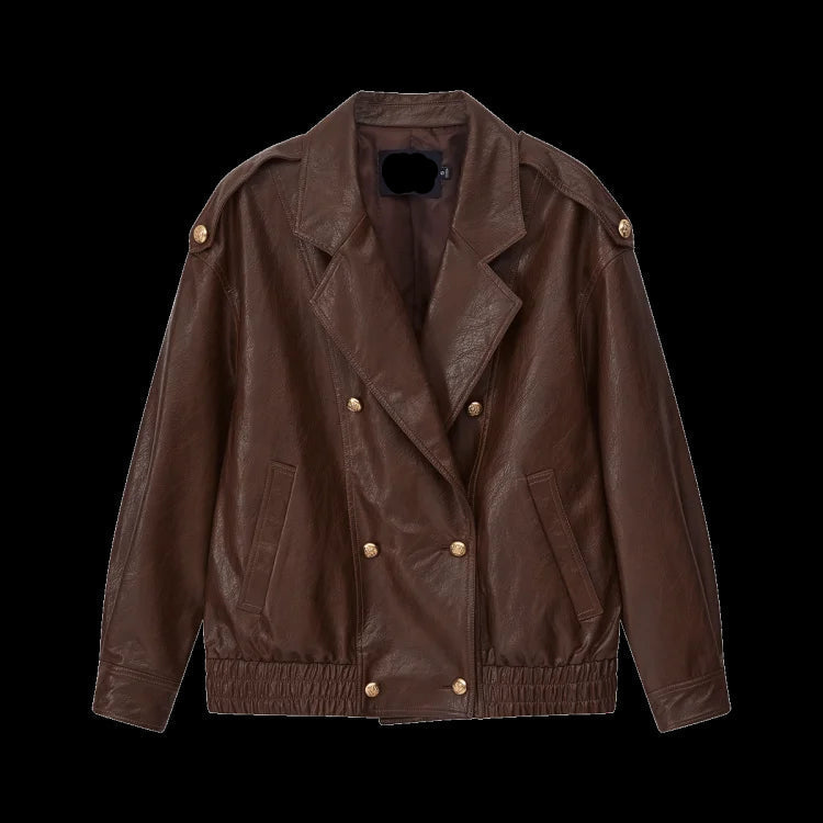 Vintage Brown Leather Jacket – Waterproof, Elegant & Durable