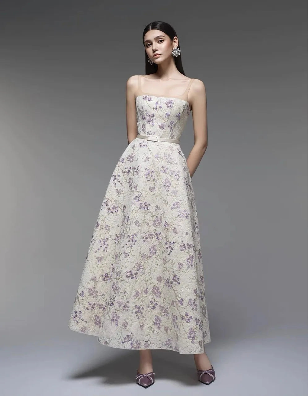Embellished Sparkle A-Line Gown – Sleeveless Maxi Dress