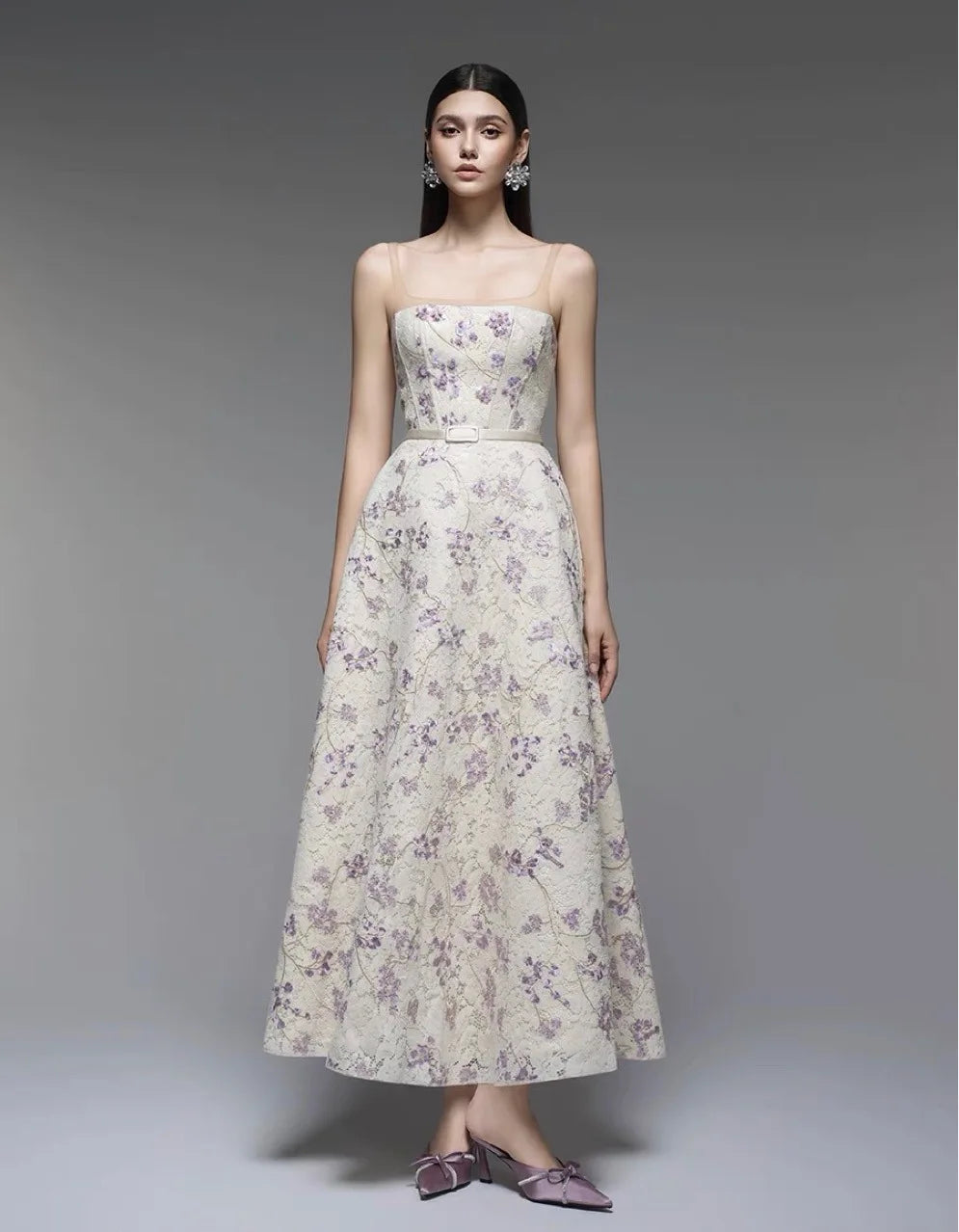 Embellished Sparkle A-Line Gown – Sleeveless Maxi Dress