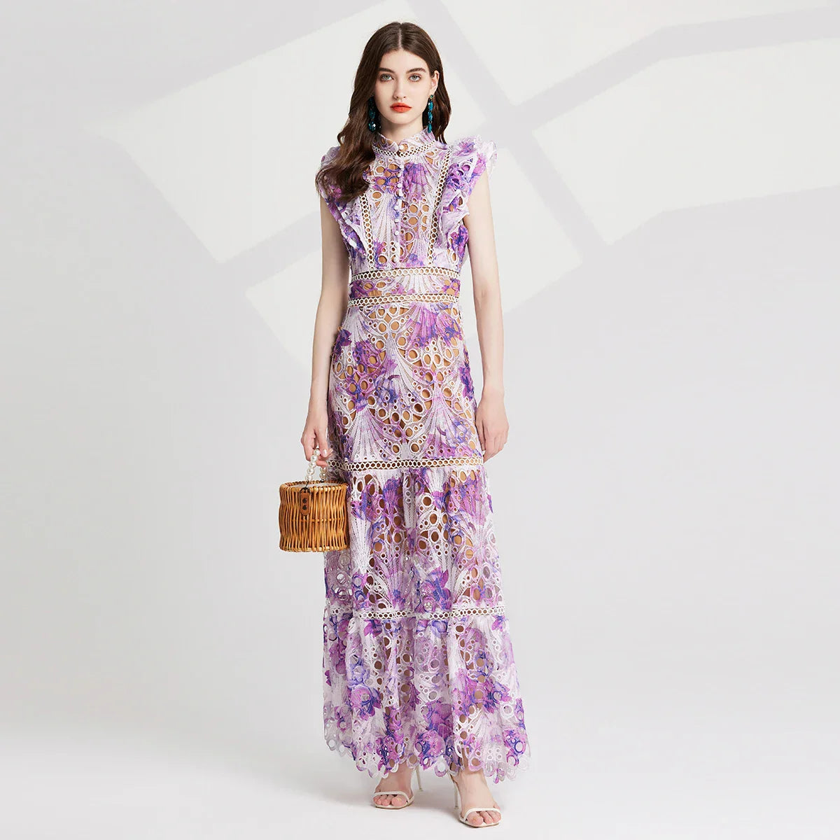 Premium Lace Detail Empire Waist Maxi Dress