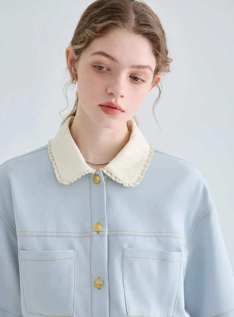 Shirt Collar Short Sleeve Jumpsuit