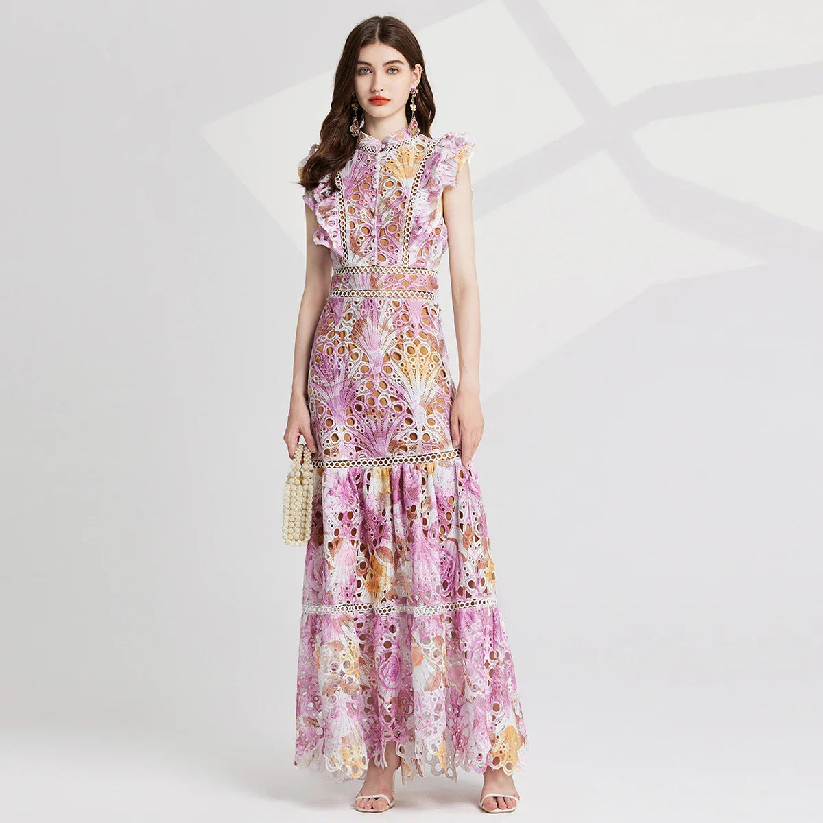 Premium Lace Detail Empire Waist Maxi Dress