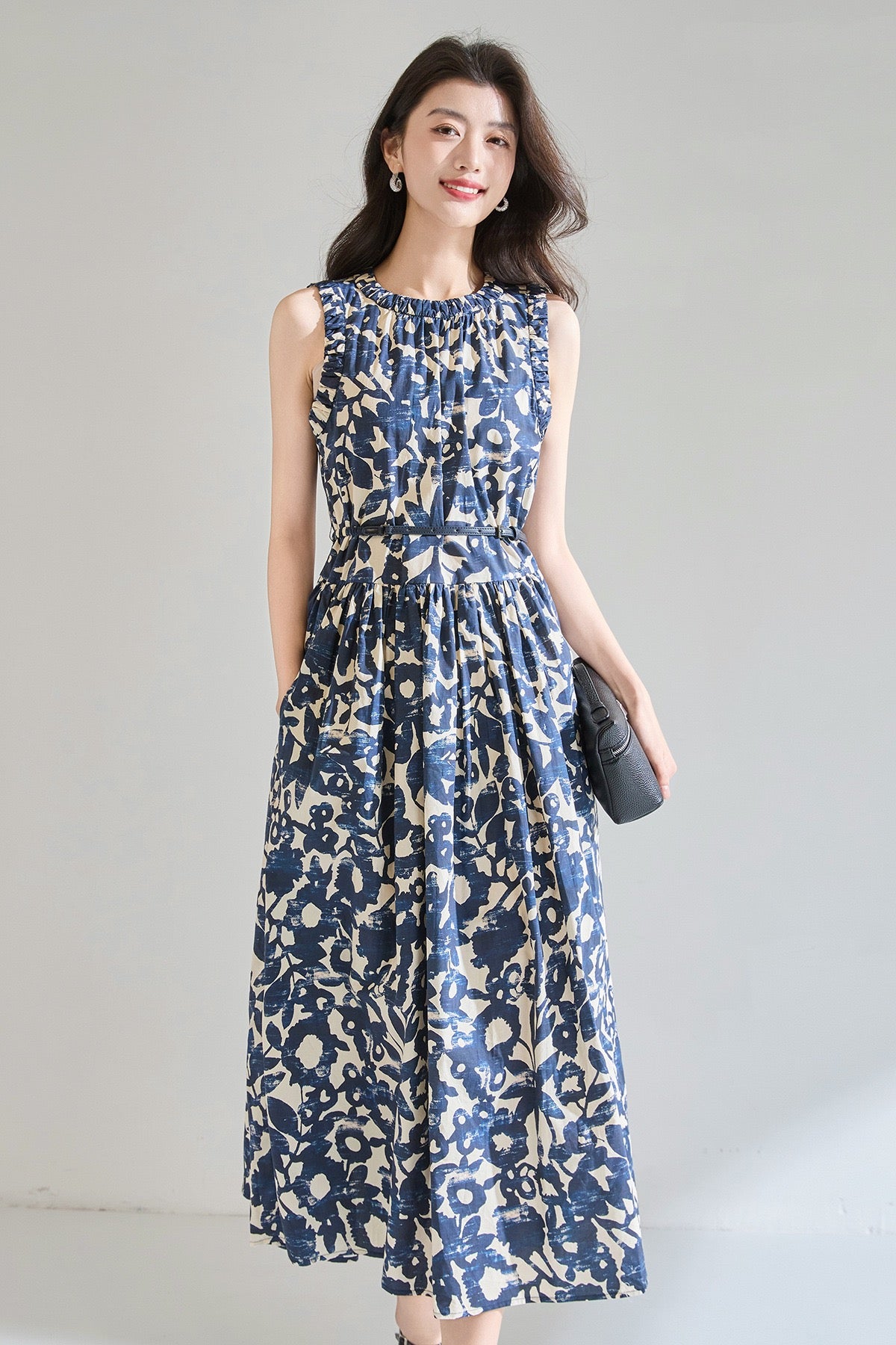 Velmora Printed Cotton Midi Dress
