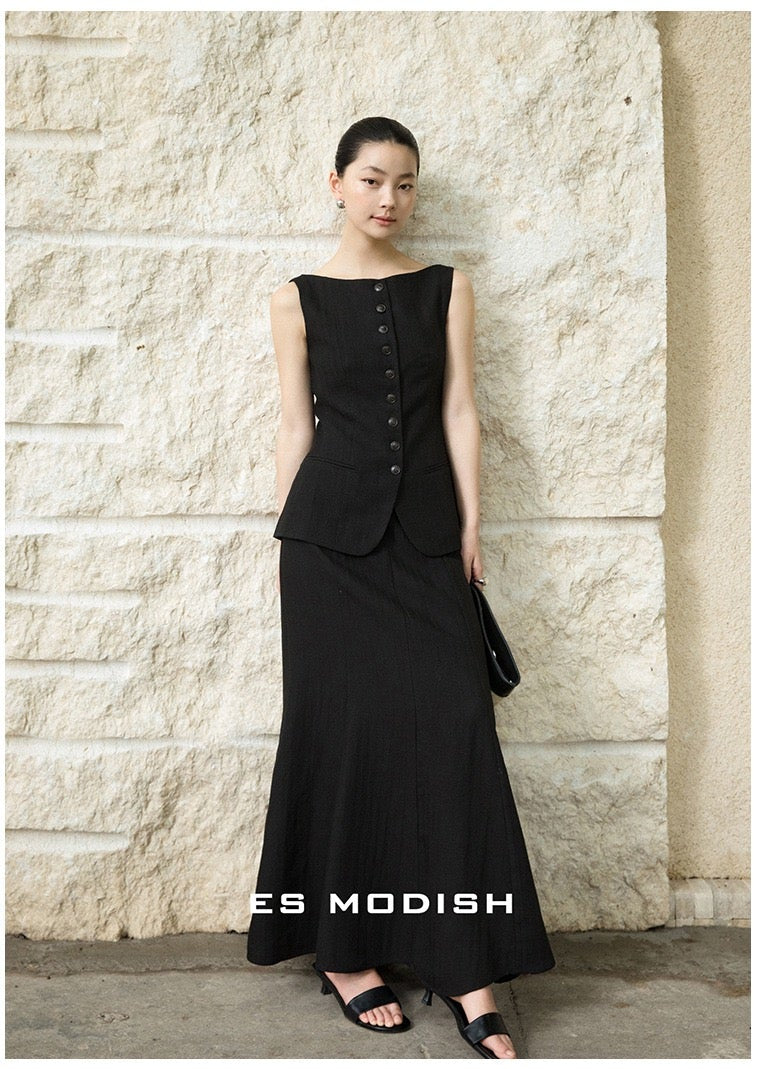 Elira Tailored Vest & Midi Skirt Set