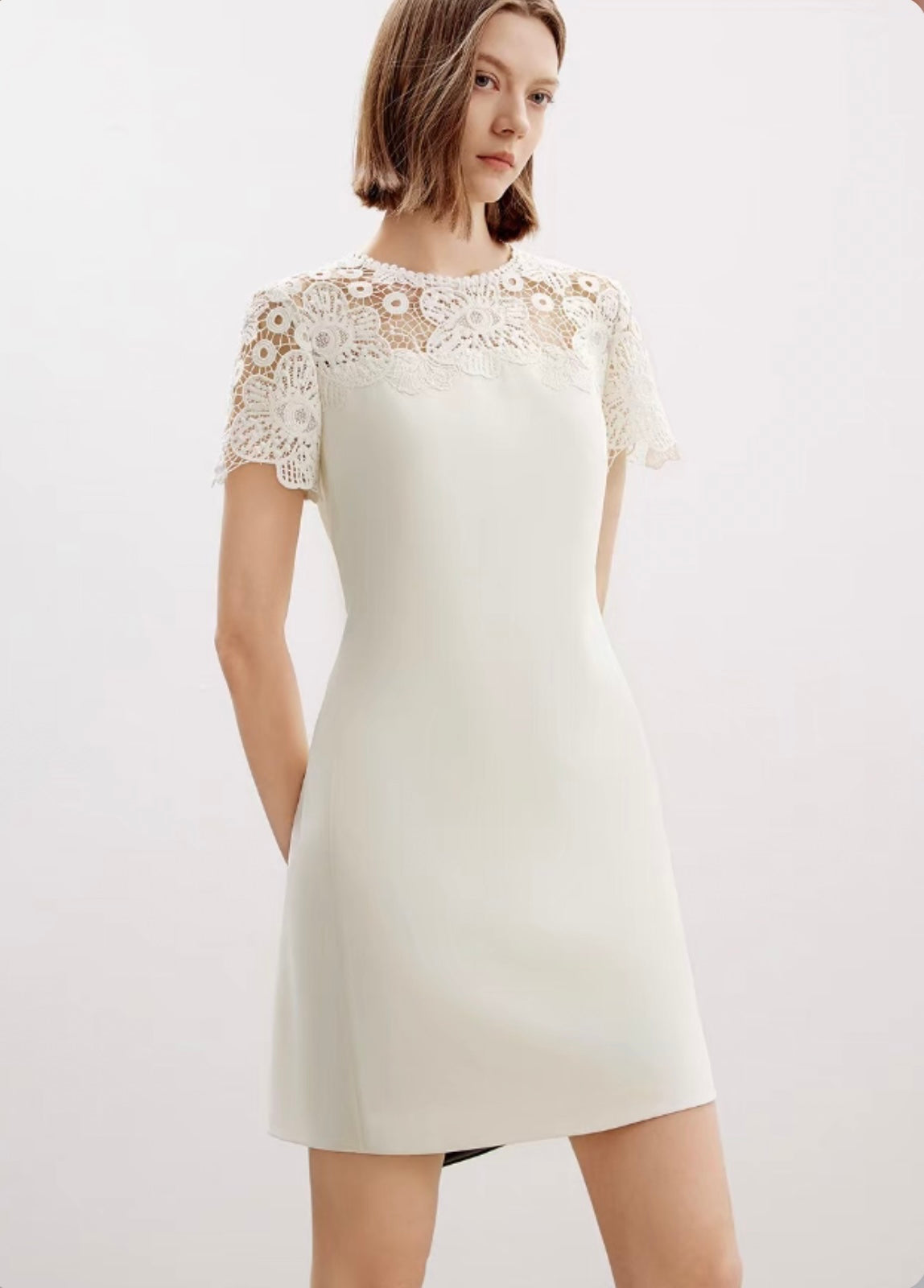 Elegant Embroidered Wrap Mini Dress