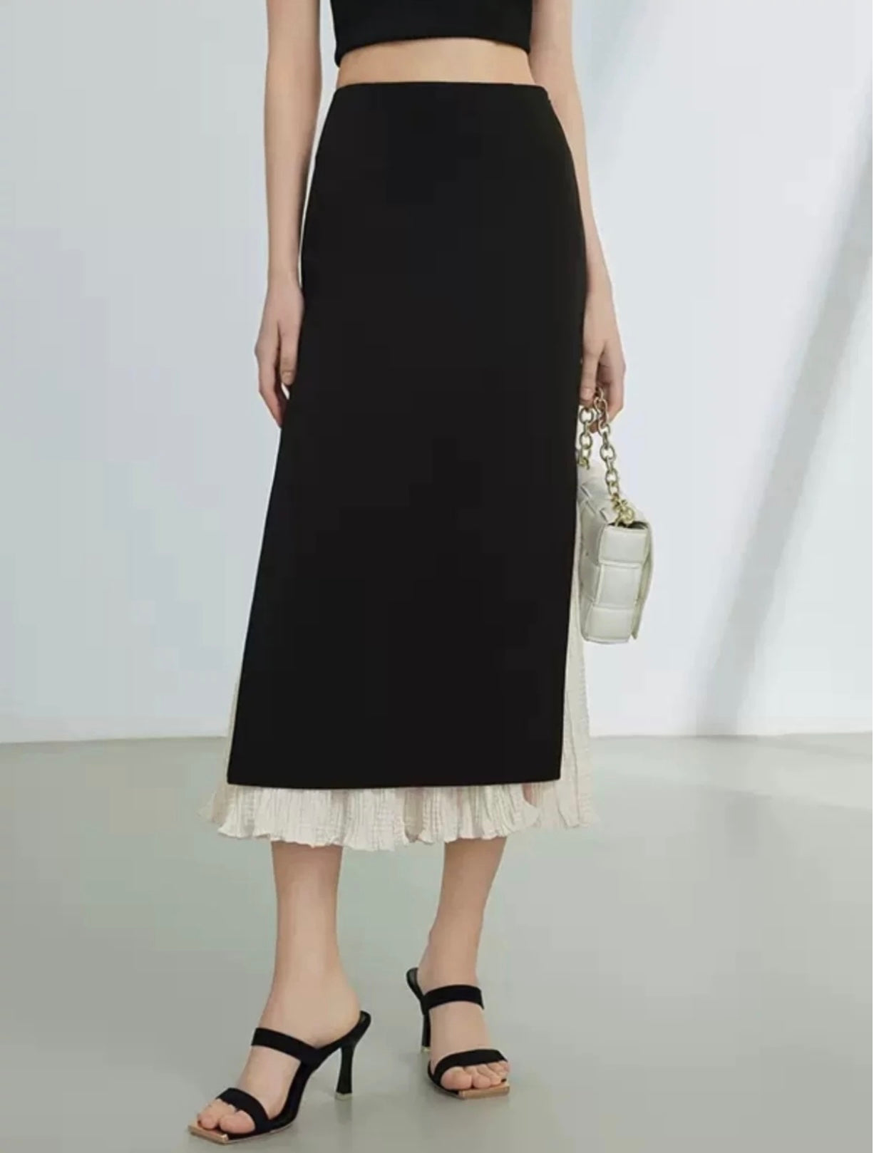 Elegant Stance Double-Layered Midi Skirt