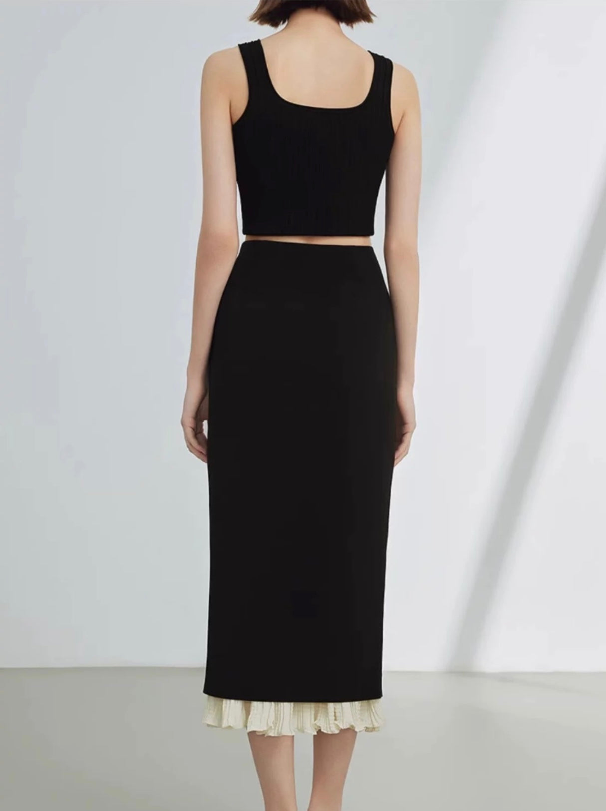 Elegant Stance Double-Layered Midi Skirt