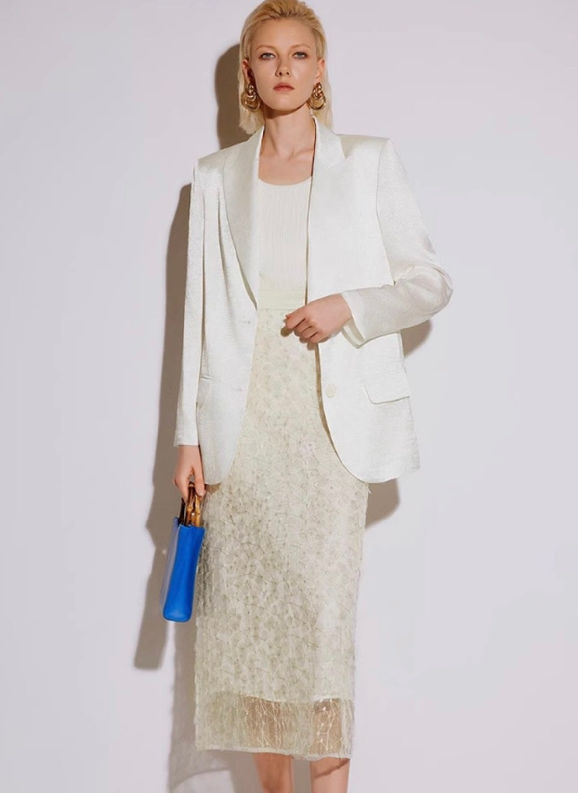 Polished White Midi Skirt – Commuter Elegance