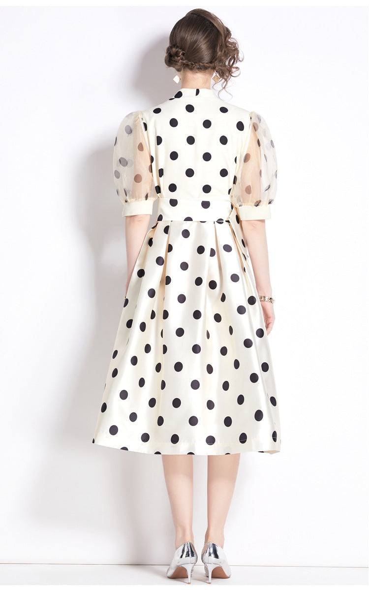 Polka Dot V-Neck Midi Dress