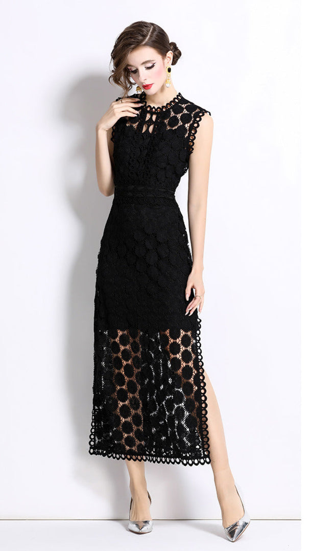 Lace Detail Two-Piece Maxi Dress Set
