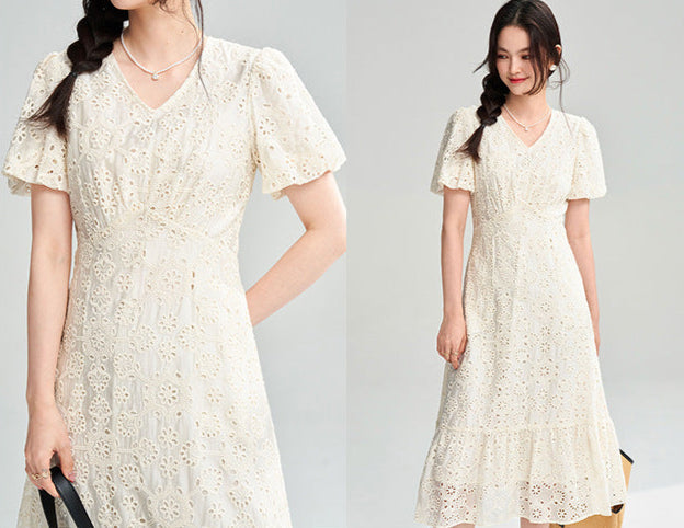 Moonlight Embroidered Summer Dress – Tencel Elegance