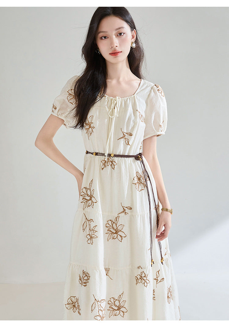 Seraphina Embroidered Square Neck Midi Dress
