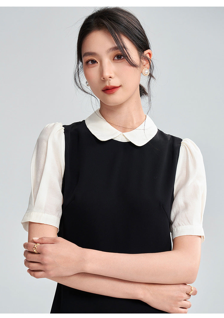 Black & White Contrast Midi Dress