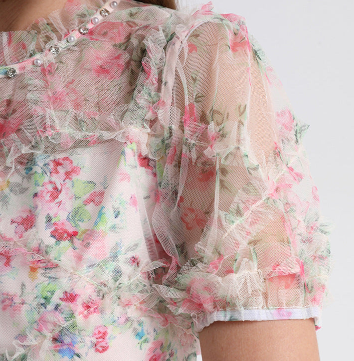 Floral Tulle Midi Dress