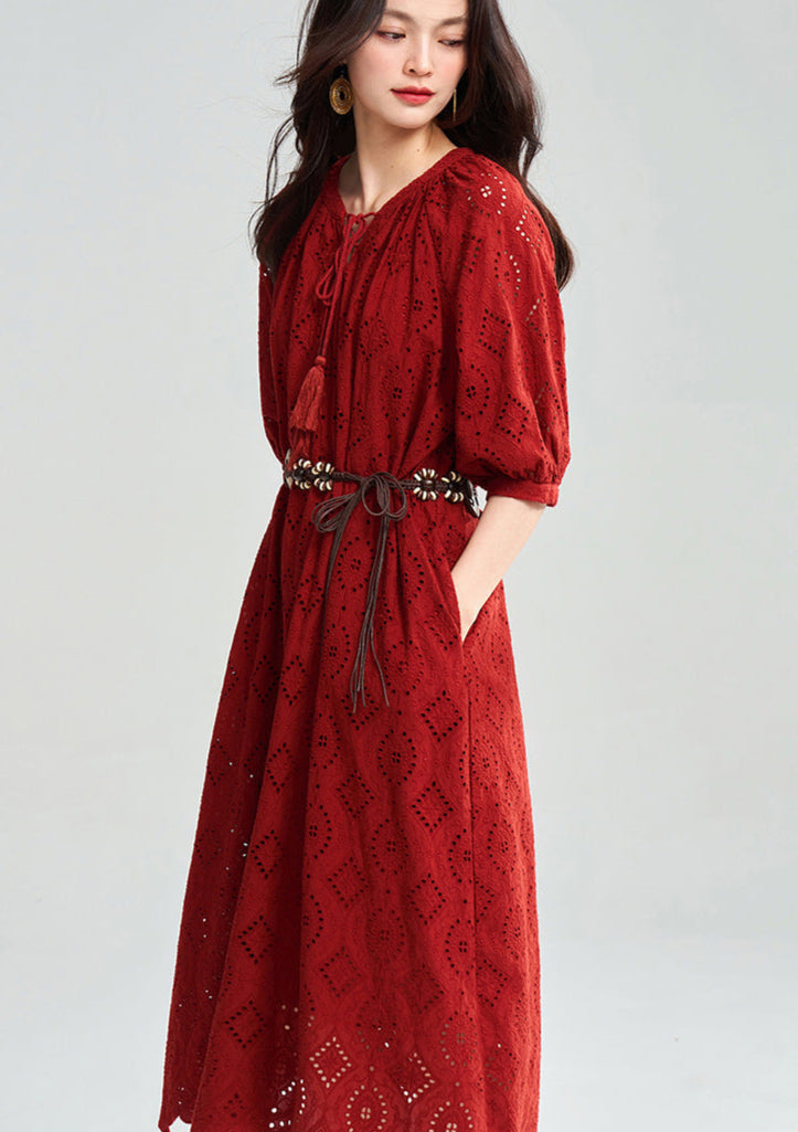 Boho Embroidered Cotton Maxi Dress