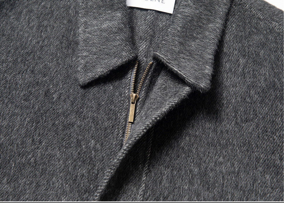 100% Wool Long Zip Coat – Timeless Warmth and Refined Simplicity