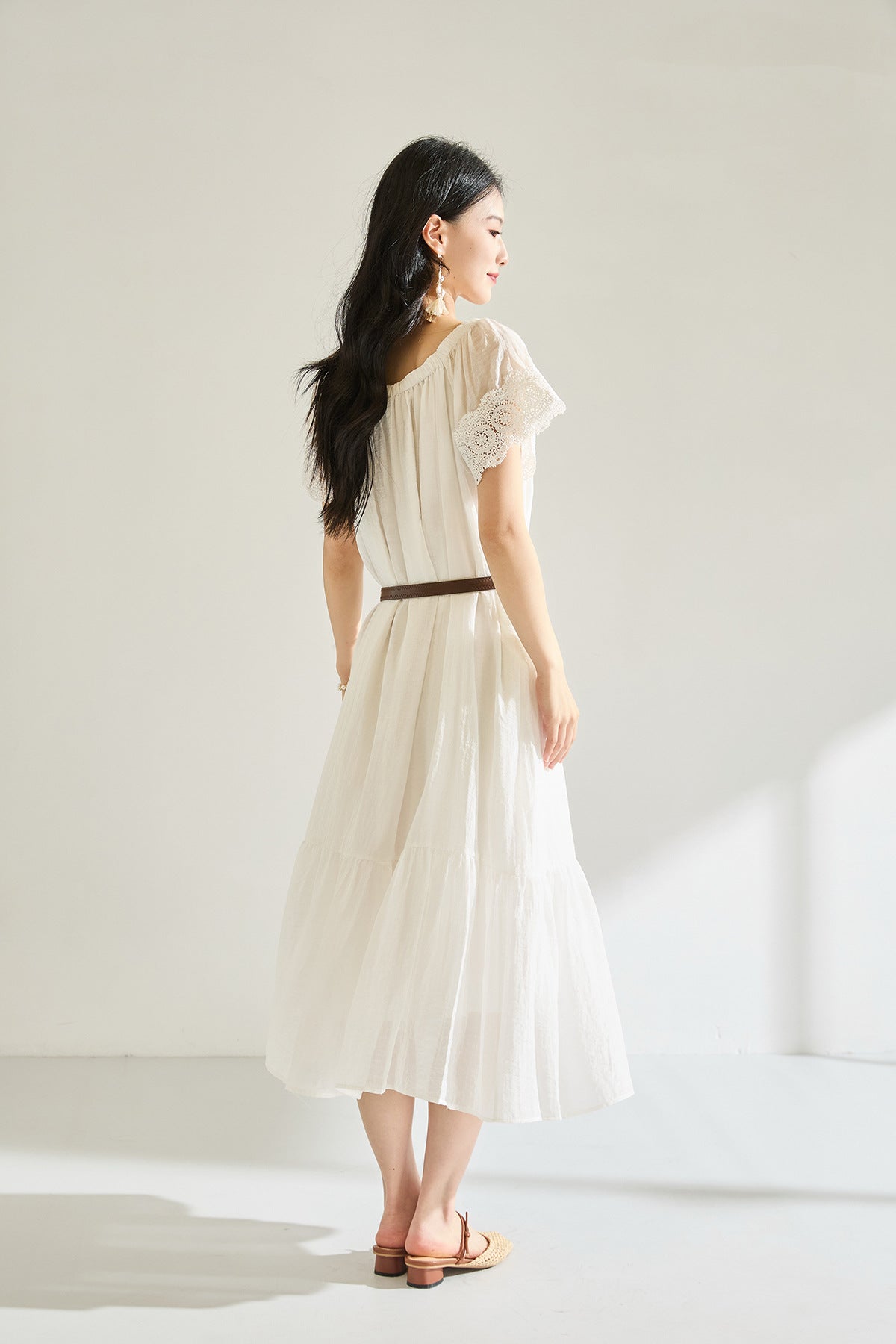 Stage Light One-Shoulder Belted Summer Dress