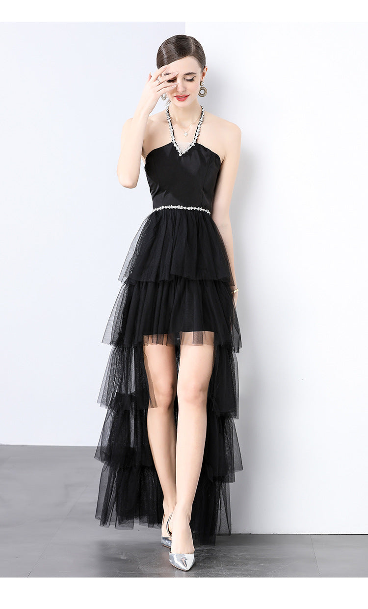 Sheer Elegance Black Mesh Maxi Dress