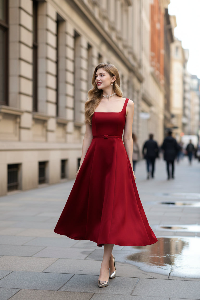 French Style Satin Slip Maxi Dress