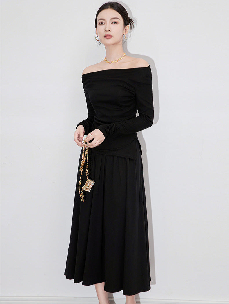 One-Shoulder Long Sleeve Two-Piece Set