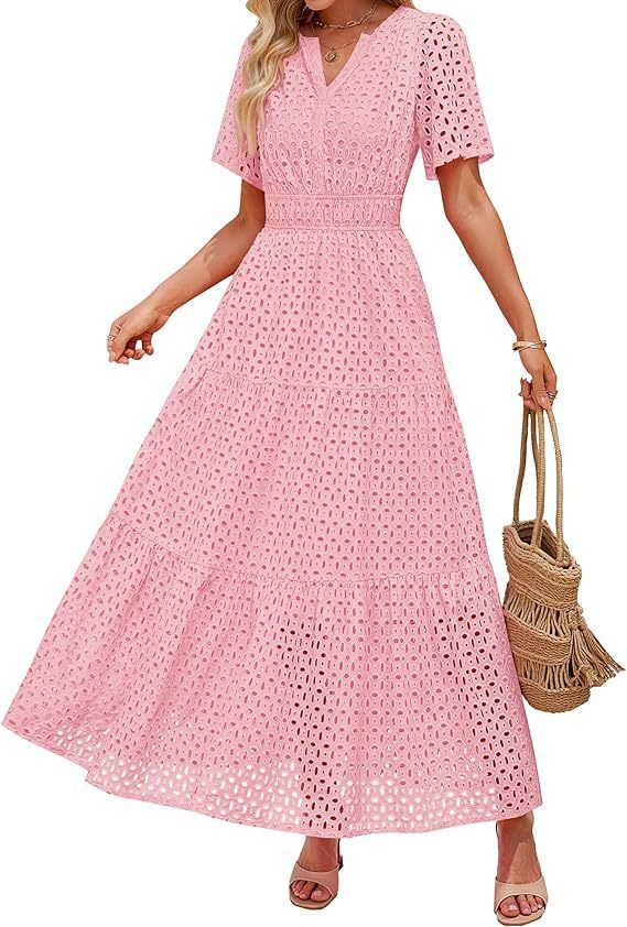 Everyday Long V-Neck Dress with Lace Layers