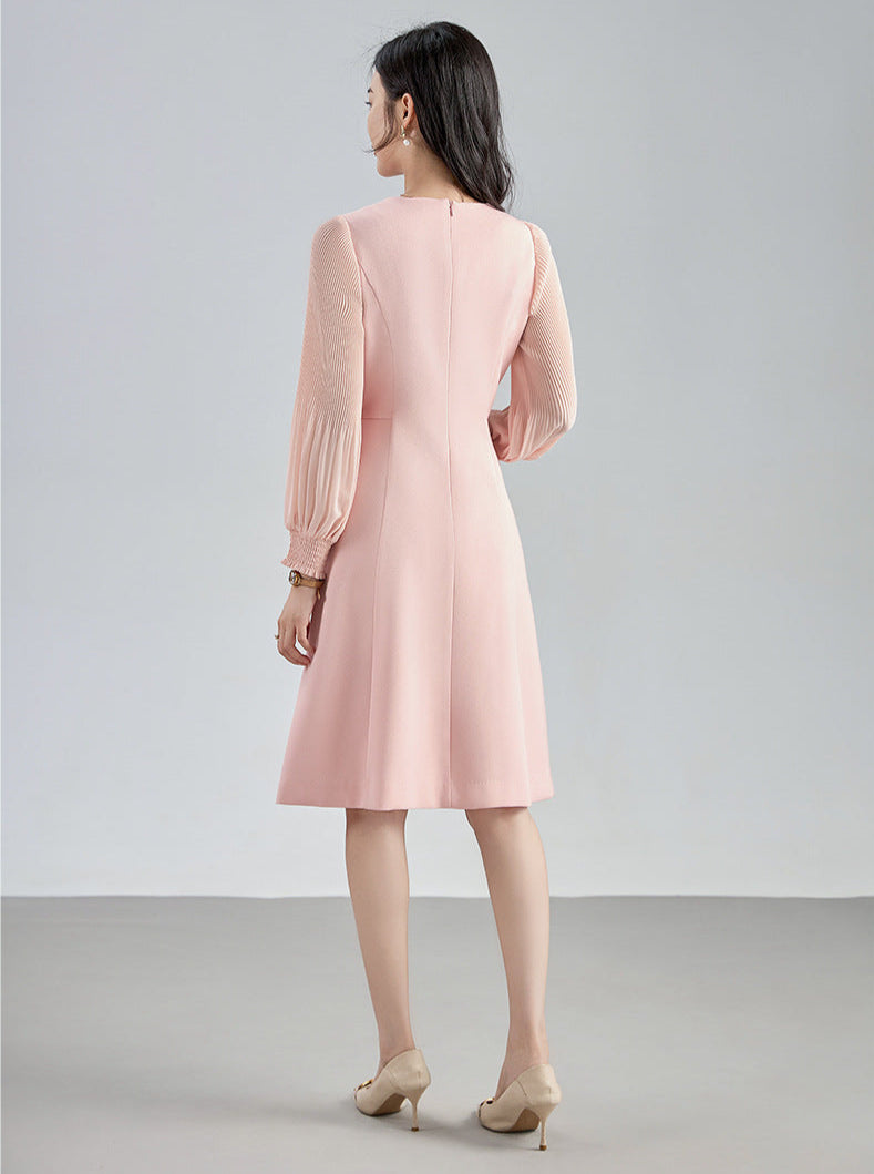 Elegant Chiffon Pleated Sleeves Long Dress