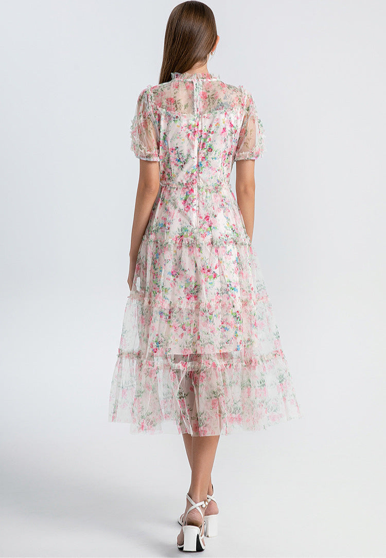 Floral Tulle Midi Dress