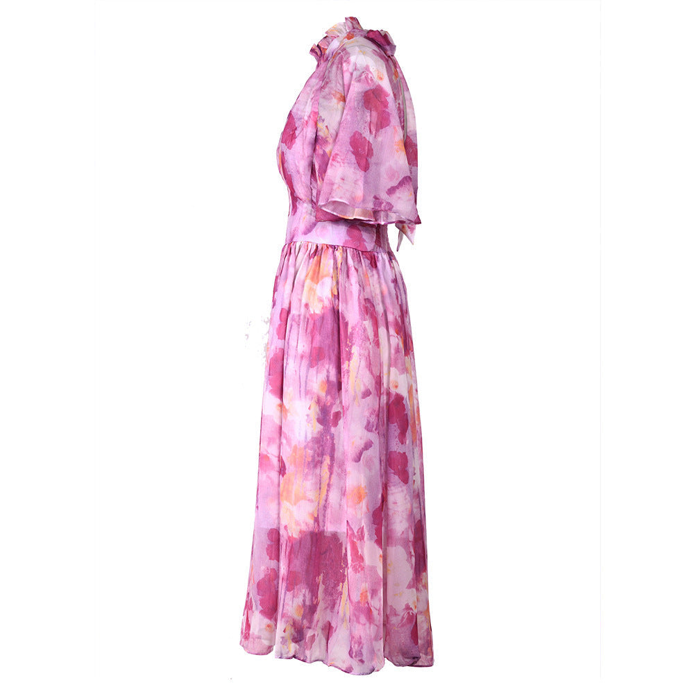 "Sea of Flowers" Backless Midi Dress – Romantic Vintage Charm