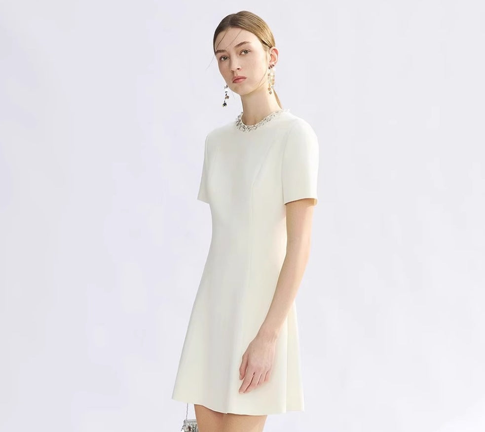 Round Neck Embellished Waist Dress