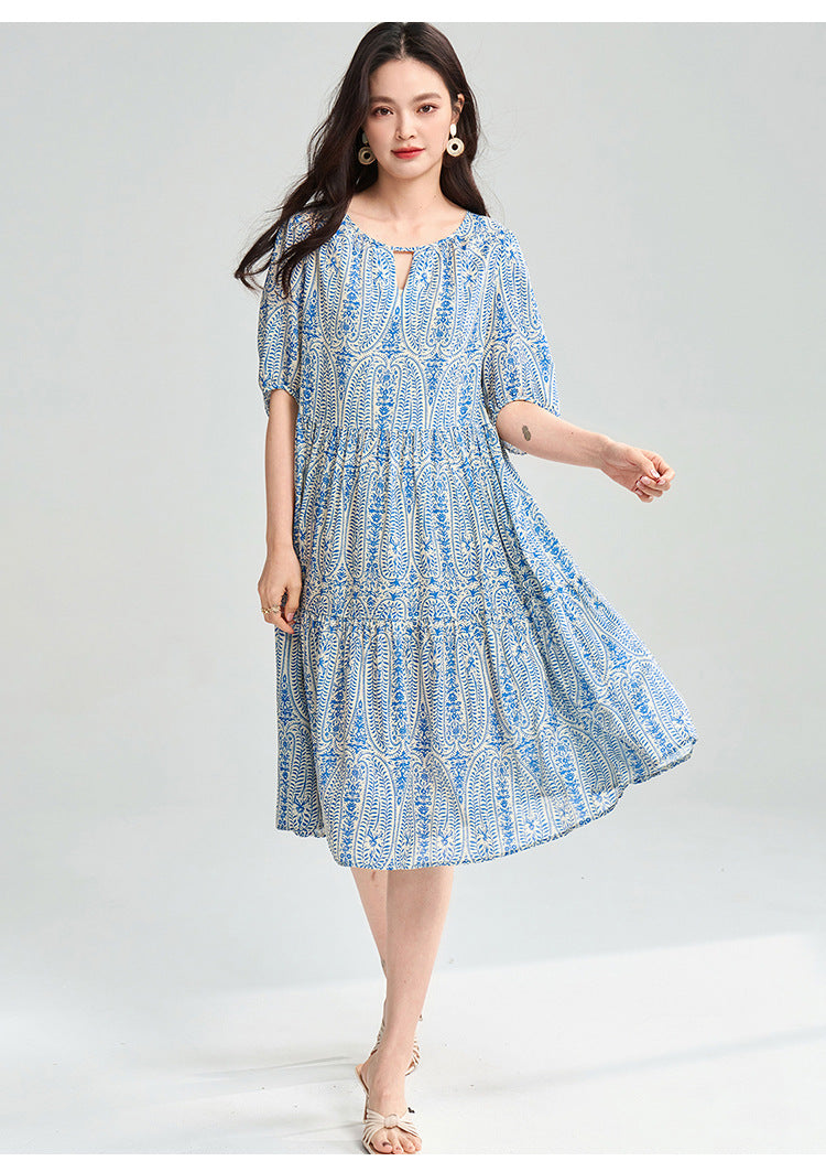 Blue Geometric Tencel Two-Piece Summer Set