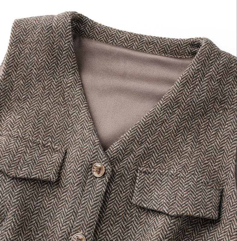 Retro Wool-Blend Vest Midi Dress + Knit Sweater Set