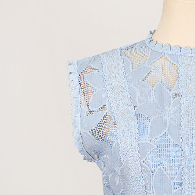 Embroidered Sleeveless Crop Top and Long Skirt Set
