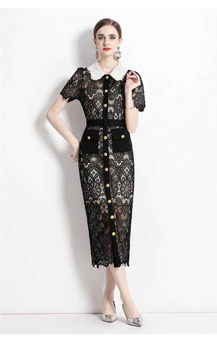 Lace Elegance Slim Fit Midi Dress