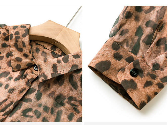 Leopard Print Sheer Mesh Shirt