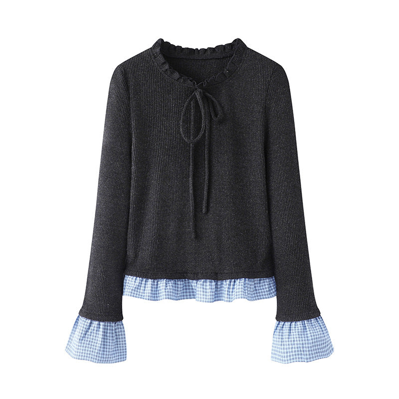 Slim Fit Knit Top with Flared Cuff Details – Long Sleeve Elegance