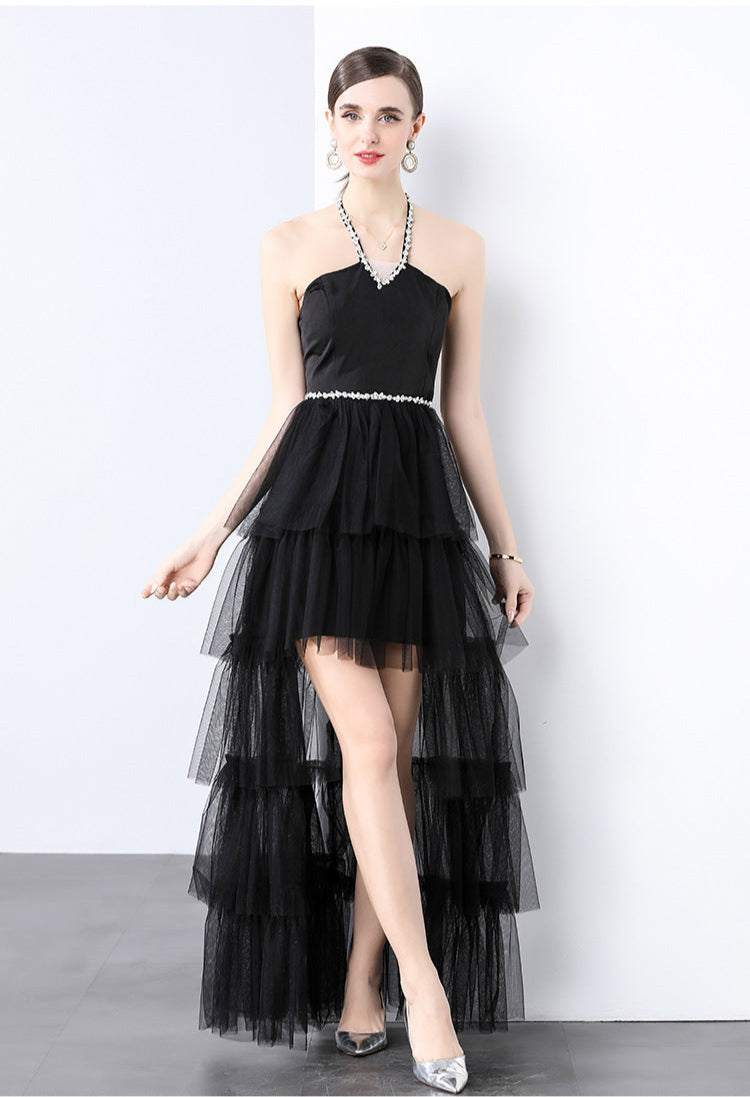 Sheer Elegance Black Mesh Maxi Dress