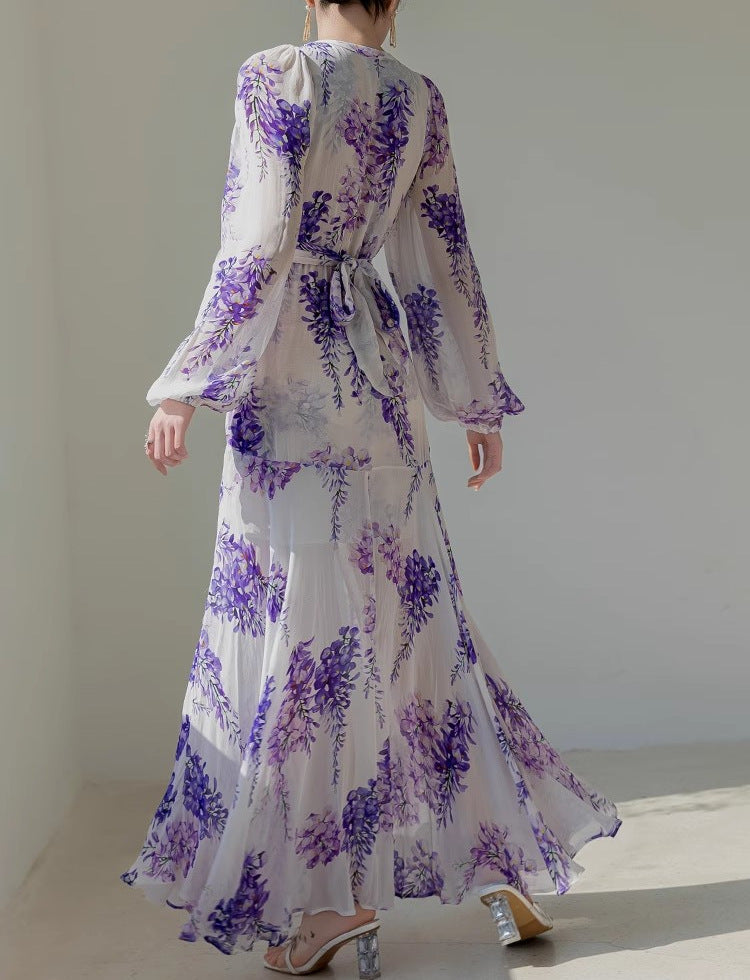 Mirella Embroidered Tulle Maxi Dress with Slit