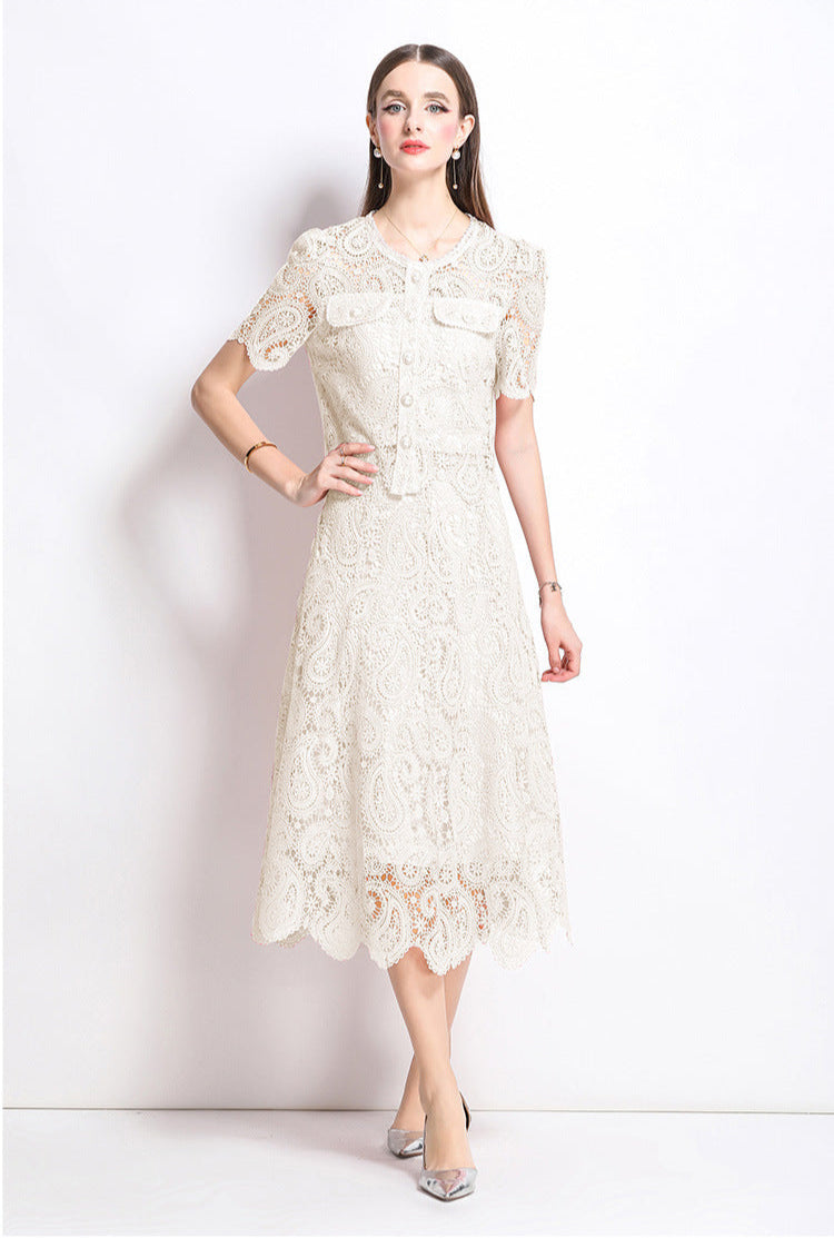 Retro Waterproof Lace Two-Piece Set