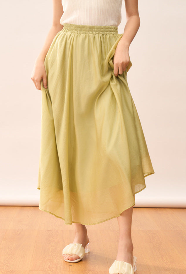 High-Waisted Lightweight A-Line Tencel Skirt