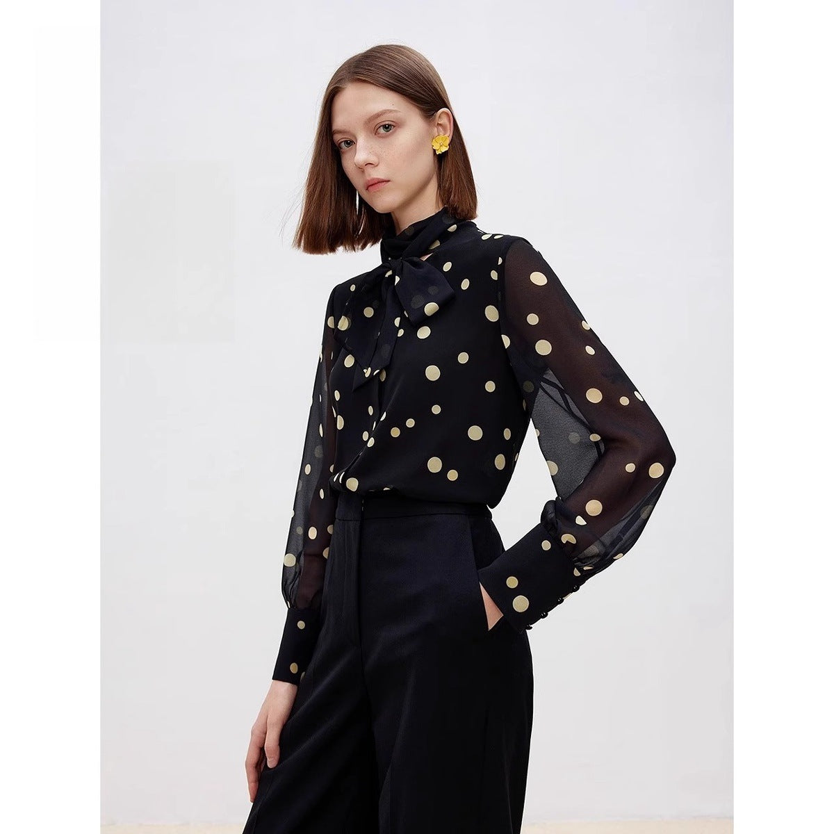 Parisian Bow Polka Dot Blouse