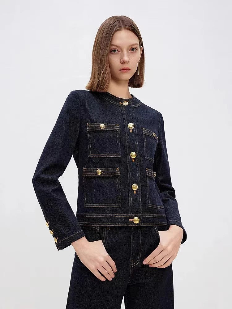 Navy Short Denim Jacket