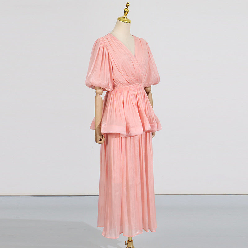 Retro Ruffle Elegance Maxi Dress – Summer Feminine Charm