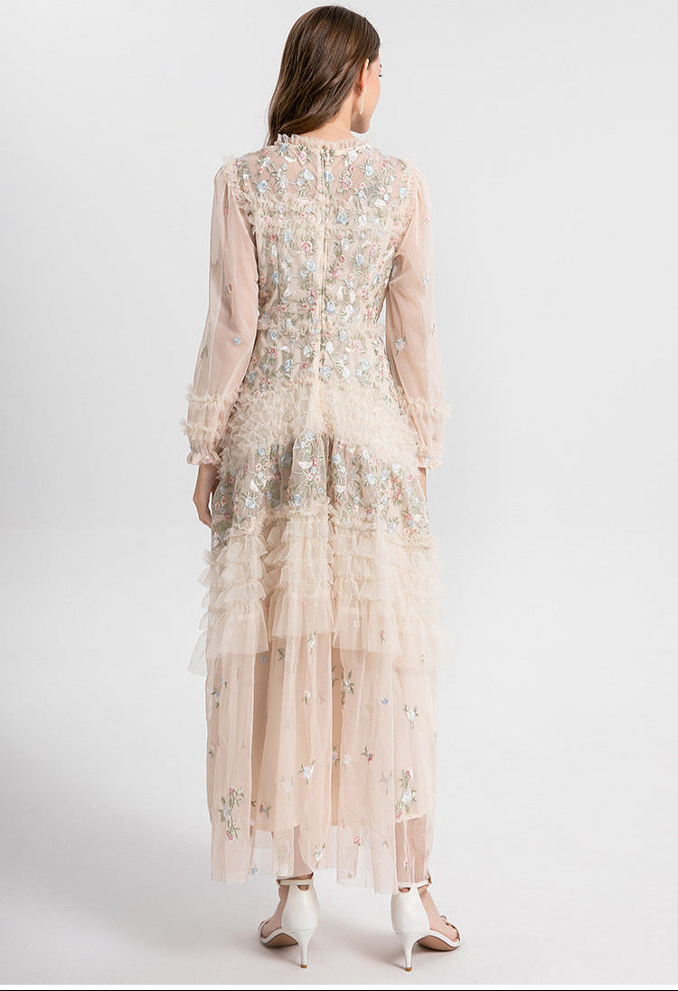 Long Tulle Dress with Ruffles