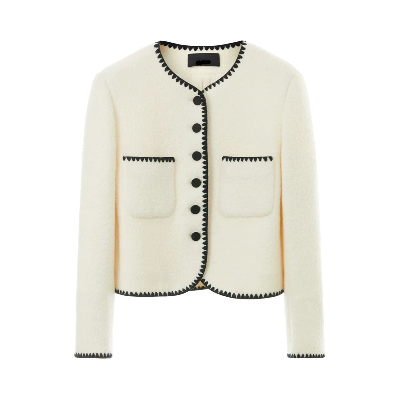 High-Quality Wool Contrast Detail Mini Jacket