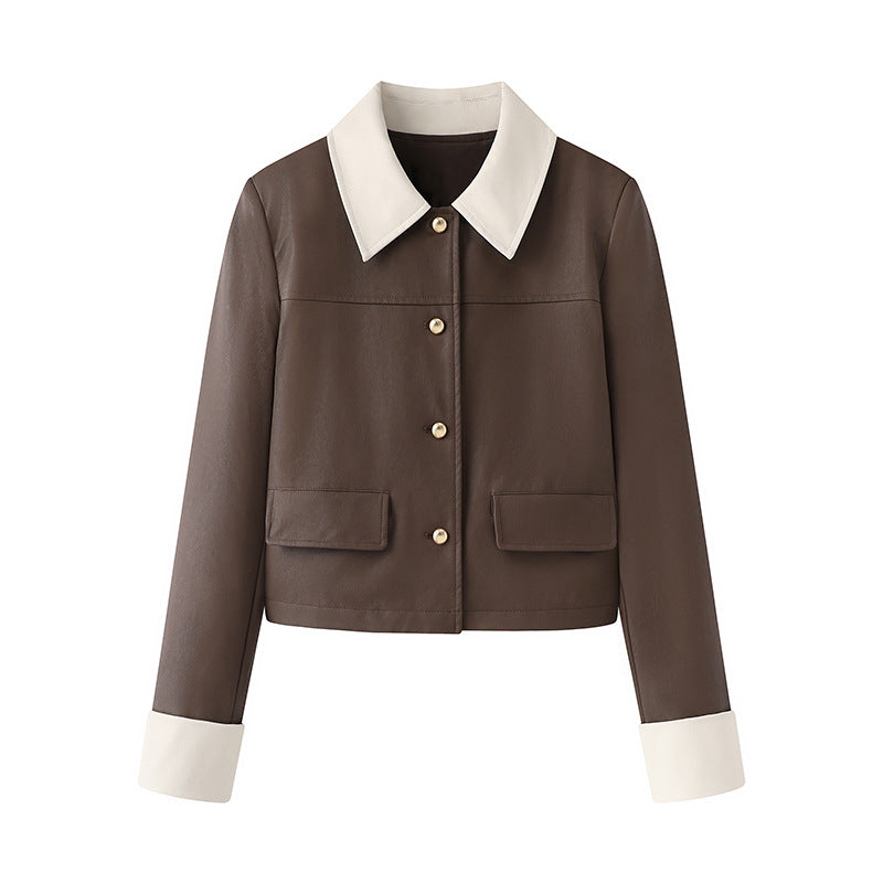 Cropped Faux Leather Jacket – Retro-Inspired Biker Style